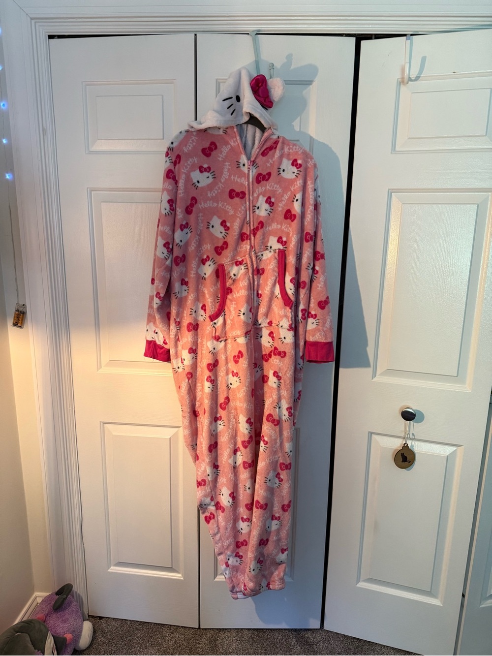 Hello Kitty Pink Hooded Fleece One-Piece Pajama 3xl women’s